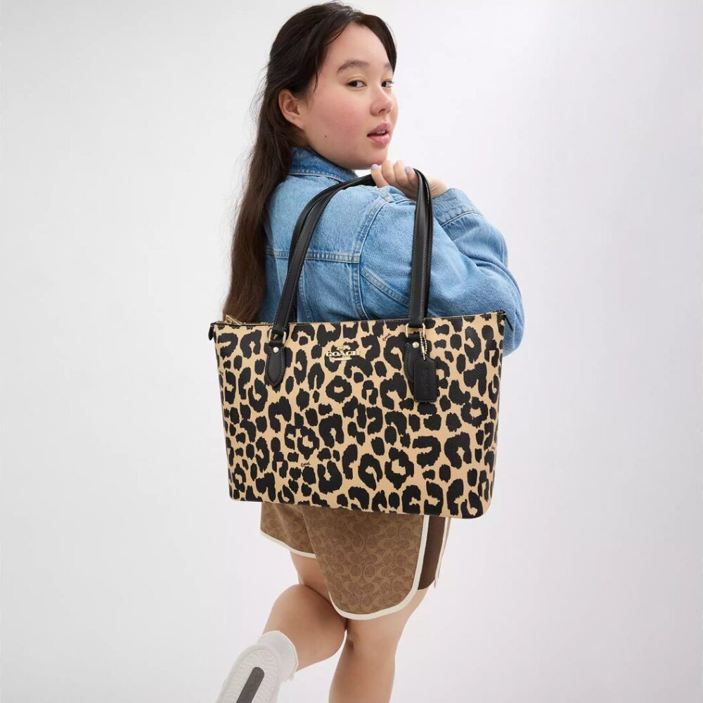 🐆Coach Gallery Tote Bag With Leopard Print - Picture 5 of 10